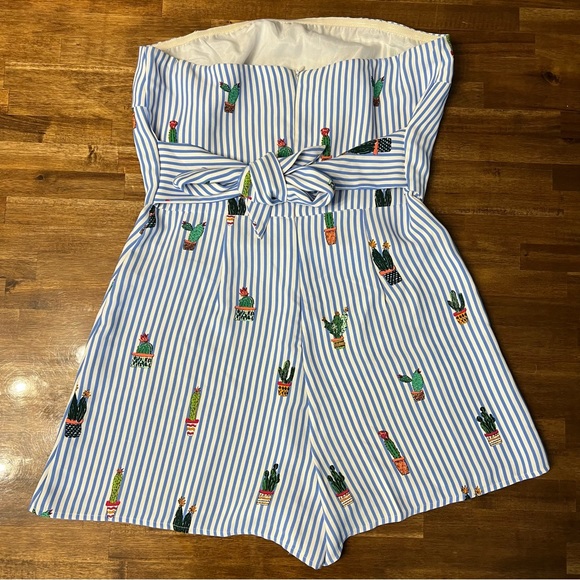 🌱🦢4 FOR $15!🦢🌱 DO+BE Cactus Striped Strapless Romper - Picture 2 of 4